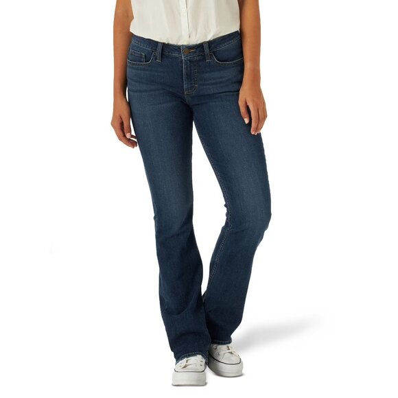 Lee Dark Blue Regular Fit Boot Cut Mid Rise Jeans size 8M - Picture 1 of 12